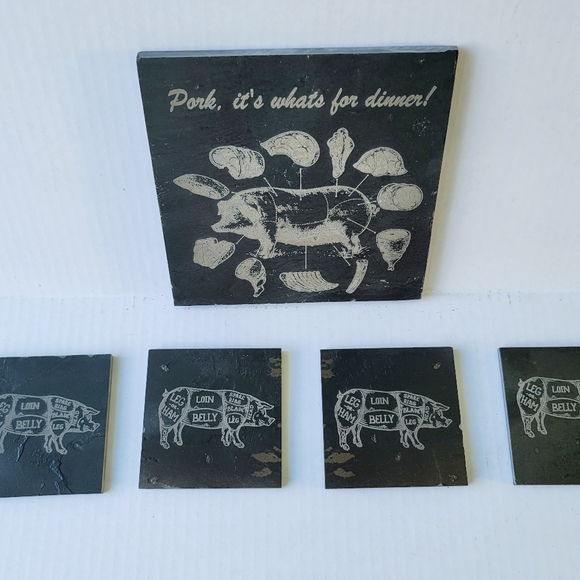 Slate Charcuterie / Cheese board with coasters - Picture 1 of 3